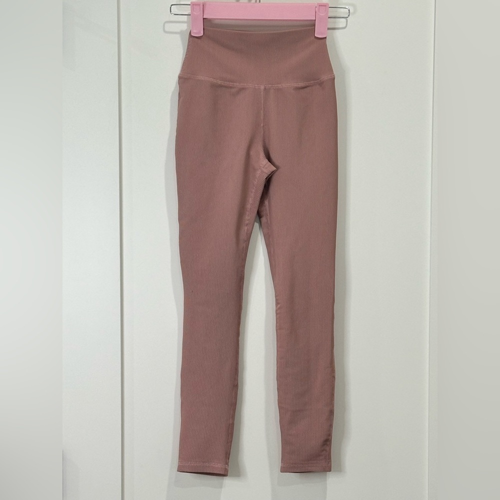 Five Dancewear Ribbed High Waisted Leggings Mauve Pink Girls Large Dancer Yoga